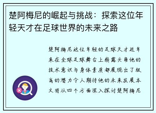 楚阿梅尼的崛起与挑战：探索这位年轻天才在足球世界的未来之路