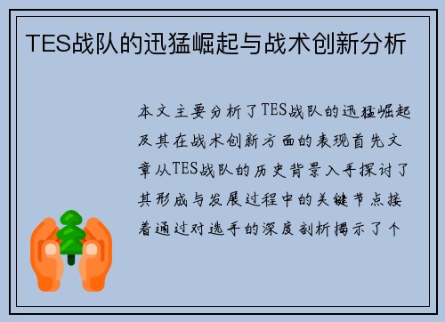 TES战队的迅猛崛起与战术创新分析